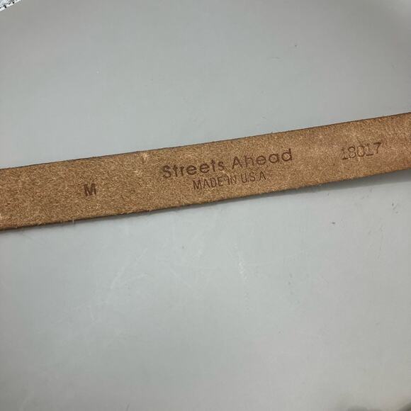 VTG Streets Ahead Belt M Rhinestone Tooled Leather Multicolor Western Artsy 90s - Picture 7 of 10